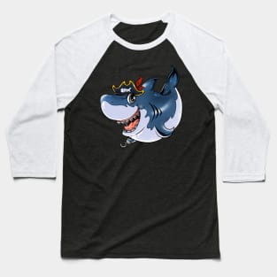 Savage Seafarer: Pirate Shark Design Baseball T-Shirt